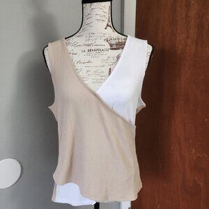 NWT INC (International Concepts), Beige and White, Women's, Tank Top